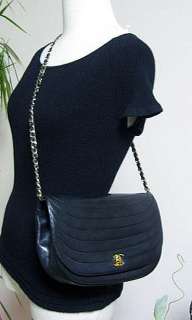Authentic CHANEL Black Lambskin Vintage Double Flap Shoulder Bag Purse 