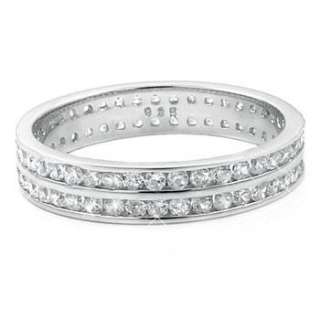 Ct. Sterling Silver with Cubic Zirconia Double Line Eternity Band 
