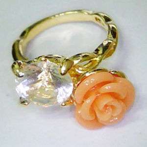 Fashion Rhinestone Big Zircon Rose Ring R065  