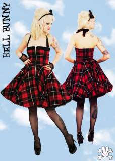 HELL BUNNY New 2011 ~ZiPPeR~ Red Tartan Punk Dress 6 16  