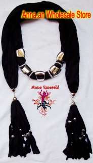 Wholesale 6pcs/Lot Pendant Scarf Fashion Cotton Jewelry Wrap Necklace 