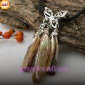 Yellow silver plated 3pcs oblong & butterfly abalone mop bead pedent 