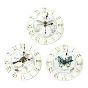   Bird, Butterfly & Dragonfly Roman Numeral Wall Clocks