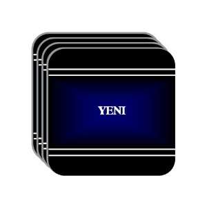 Personal Name Gift   YENI Set of 4 Mini Mousepad Coasters (black 