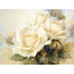 Igor Levashov 47.2W by 35.4H  Bouquet of White Roses CANVAS Edge 