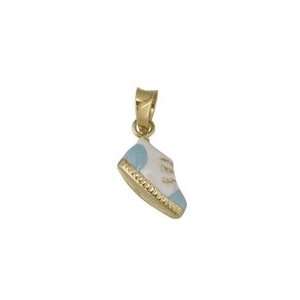  18K Yellow Gold Blue and White Enamel Booty Charm Jewelry
