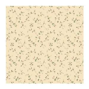   Floral Vine Prepasted Wallpaper, Beige/Cranberry/Pink/Yellow/Green