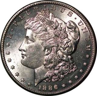 1886 S Silver $1 Morgan Dollar BU   BU+ Lines In 6  