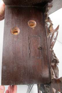 Antique German 3 Weight Black Forest Cuckoo Clock Birds & Leaves 