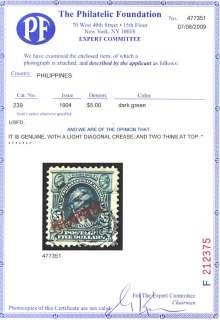 PHILIPPINES 239, RARE USED STAMP WITH PFC XF GEM App  