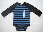 BABY GAP Boys Fall THERMAL Striped ONE PIECE Blue & Black 3 6 Months 