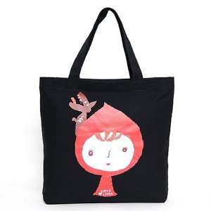  Super Lover Red Girl Shoulder Tote Canvas Bag Black S2 