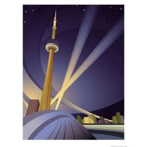  A View of the Cn Tower in Toronto Giclee Poster Print 