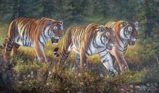 Original Wild Animal Oil painting arttiger30x60  