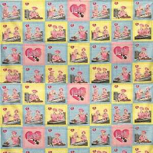  45 Wide I Love Lucy Chocolate Factory Panel Blue Fabric 