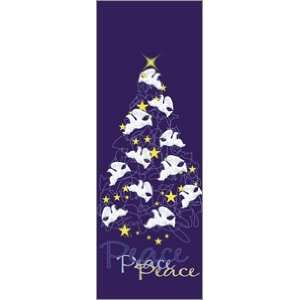    30 x 60 in. Holiday Banner Peace Doves Tree