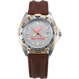  Logo Art Detroit Red Wings Mens All Star Watch with Brown 