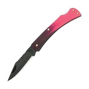  Fury 51012 Slim Jim Red Handle Black Blade Plain Knife 