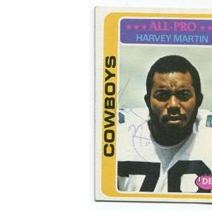  Harvey Martin Autographed/Signed 1978 Topps Card Sports 