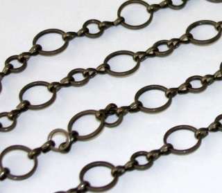 10ft of Antiqued Brass Circle links chain 6mm 10mm  