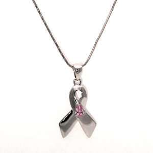  Pink Bow Stamped .925 Silver Necklace Jewelry