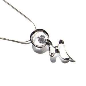  Symbolic Man Silver Pendant with Crystal White Gemstone 