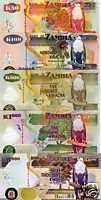 Zambia, SET, 50;100;500;1000; 5000, 2005 2009, New, UNC  