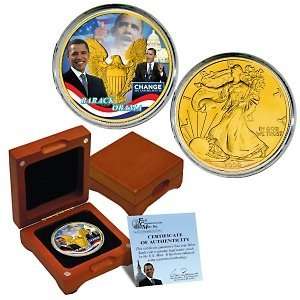  Barack Obama 24K Gold Plated Silver Eagle Inaugural Dollar 
