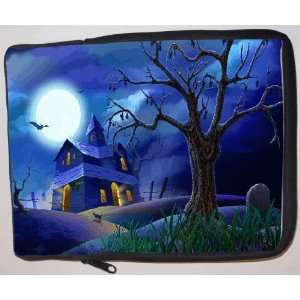  RikkiKnight Halloween Haunted House on Blue Messenger Bag 