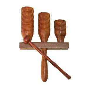  Agogo Wood, 3 bells w/ Mallet Musical Instruments