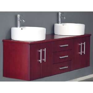  59 inch Wall Mounted Double Sink Wood Bathroom Vanity Set 