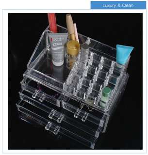   Acrylic Makeup Organiser Jewelry Box Cosmetic Case w/4 Drawers_1155