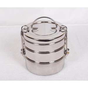  3 Tier Stainless Steel Tiffin Box, Lunch Box   Large Size 