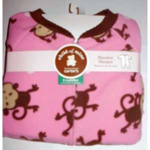   Carters Footed Pajamas Blanket Sleeper 5T   Pink with Monkeys Baby