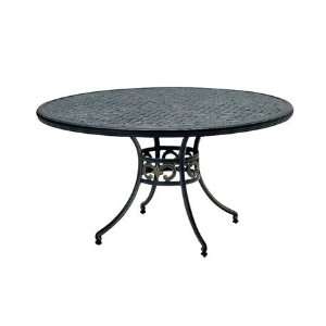   60 Round Glass Patio Dining Table Olive Wood Finish Patio, Lawn