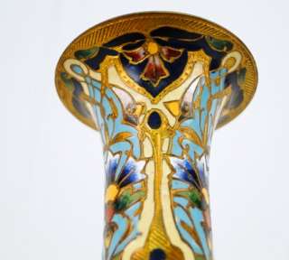 Antique 19C. French Chinoiserie Onyx & Brass Enamel Mantle Vase  