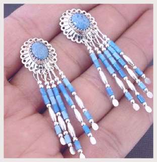 Navajo Denim Sterling Silver Concho Post Dangle Earring  