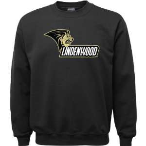  Lindenwood Lions Black Youth Logo Crewneck Sweatshirt 