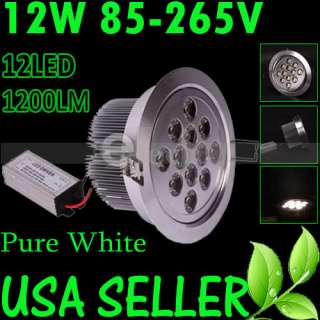 12W 85 265V 1200LM Super Bright White 12LED Ceiling DownLight Lamp 
