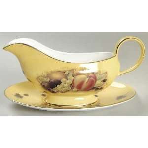  John Aynsley Orchard Gold Gravy Boat and Underplate, Fine 