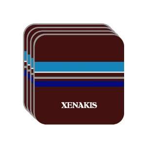 Personal Name Gift   XENAKIS Set of 4 Mini Mousepad Coasters (blue 