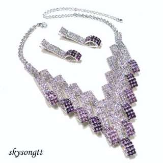Swarovski Purple Crystal Pendant Necklace Set S1580V  