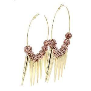  Urban Fashion 3 Hoops Earrings with Gold Tone Rose Gold Disco 