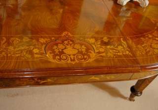 Ft Italian Marquetry Dining Table 8 Queen Anne Chair  