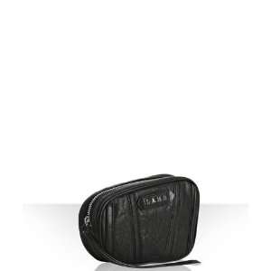  L.A.M.B. black grained leather asymmetric zip cosmetic 