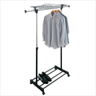   Garment Rack with Shelf in Black and Chrome 1703 014982170309  