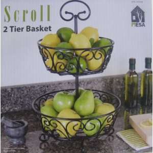 Tier Wrought Iron Handcrafted Fruit Basket Stand  