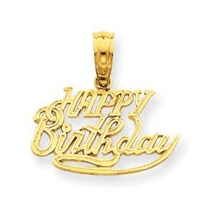  14k Gold Solid Talking Happy Birthday Pendant Jewelry