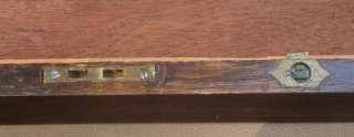 Antique Writing Lap Desk Slope Wood Box Walnut Brass Lock Key Ink 