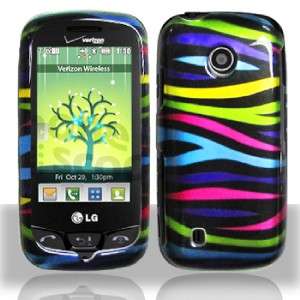 Fit LG COSMOS TOUCH Cover Hard Case Rainbow NEON ZEBRA  